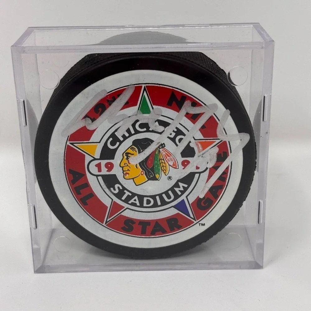 Wayne Gretzky 1991 42nd NHL All Star Game Signed Puck Hockey LA Kings Blackhawks